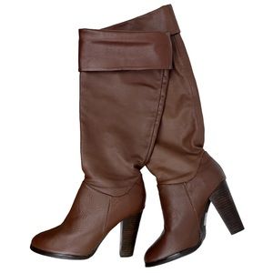Colin Stuart Brown Knee High Leather Heeled Boots